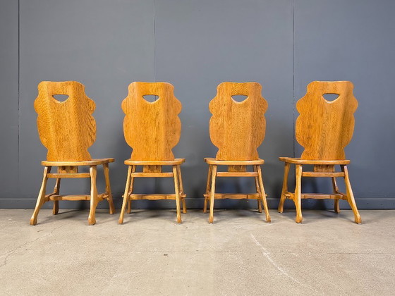 Image 1 of Chaises de salle à manger rustiques vintage, ensemble de 4 - années 1960