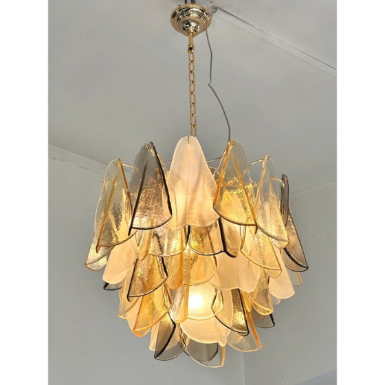 Image 1 of Contemporary Modern Multicolor Amber "Rondini" Murano Chandelier by Simoeng