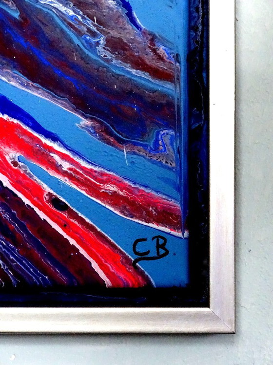 Abstract schilderij in rood, wit en blauw, CB, Schilderijen & Tekeningen, Canvas, Anders (foto 9 van 10)