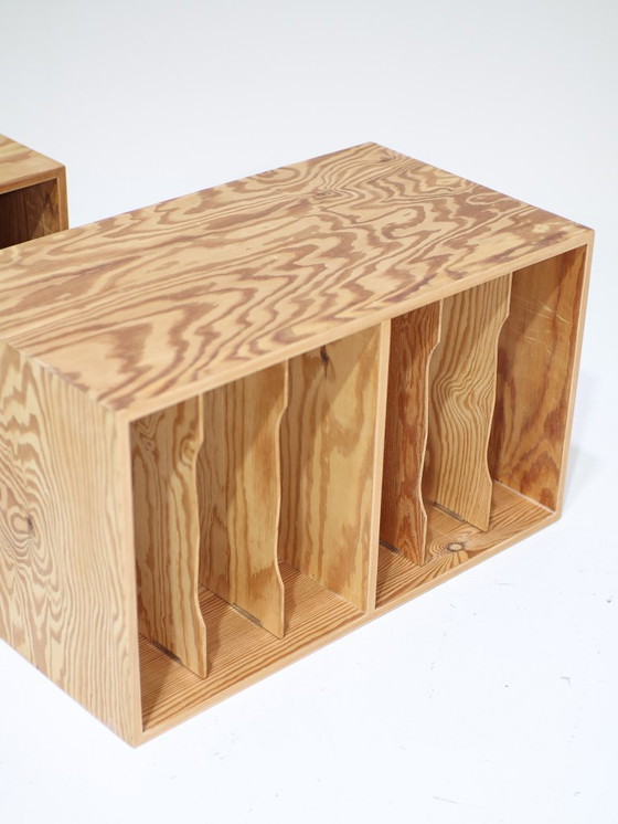 Image 1 of 2 meubles muraux pour disques vinyles, en pin, style vintage danois
