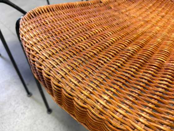 Sillas de mimbre de Frederick Weinberg, década de 1960, juego de 6 – Sillas de comedor, Metal, Wicker (photo 9 of 9)