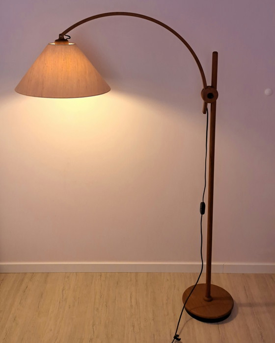 Image 1 of Vintage Domus Teak Floor Lamp 1970s – Adjustable Mid Century Scandinavian Arc Floor Lamp