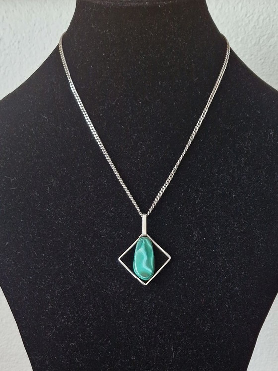 Silver design pendant with malachite and silver necklace – 925, Decorative Objects (photo 3 of 9)
