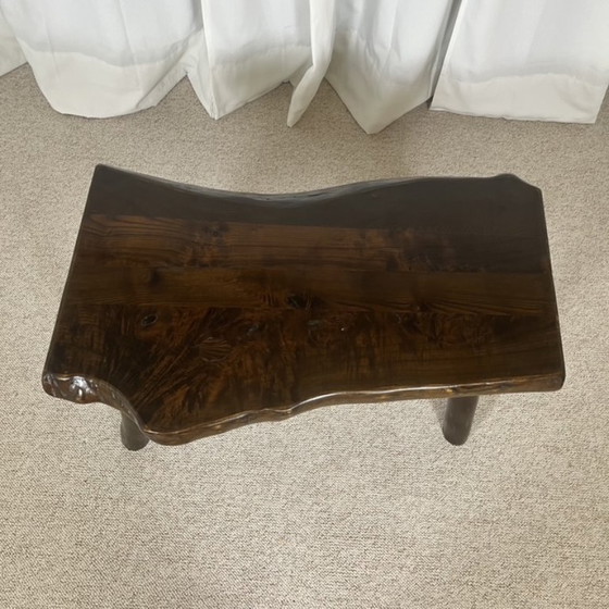 Image 1 of Mesa de centro rústica de madera maciza, estilo Wabi-Sabi, década de 1970.