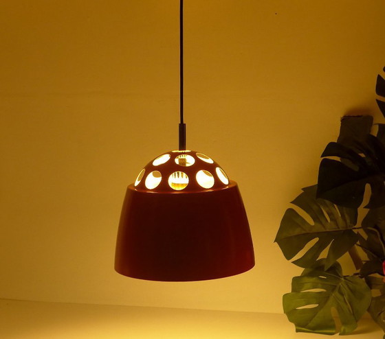 Image 1 of Lampada a sospensione vintage stile space age arancione anni '60 '70 Massive Belgio