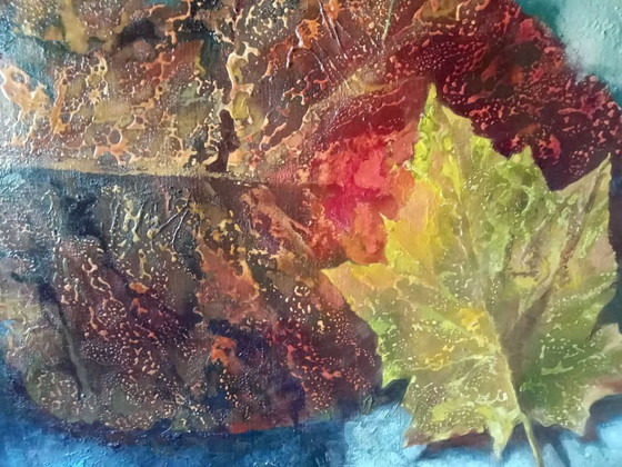 Original Oil Painting Abstract Expressionism Symbolism Autumn Leaves Two – Paintings & Drawings, Canvas (photo 8 of 9)