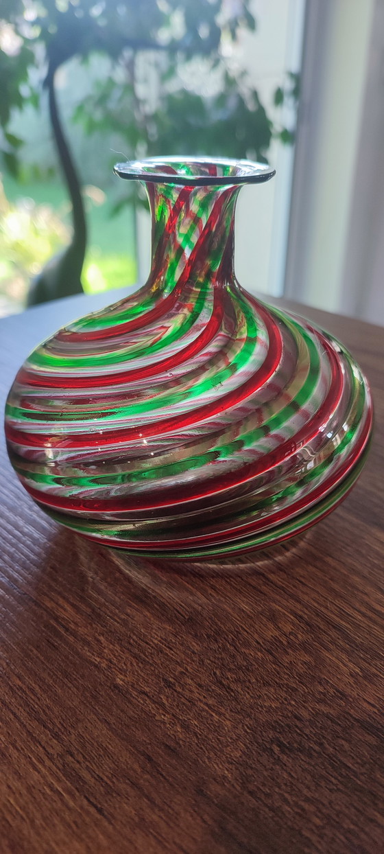 Image 1 of Vintage geblazen glazen vaas Murano inspiratie