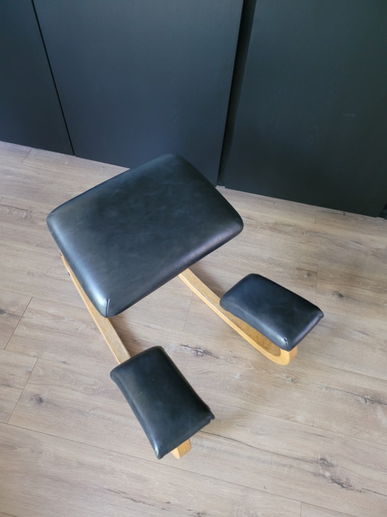 Zwart Lederen Stokke Balansstoel – Schommelstoelen, Wood (photo 2 of 13)