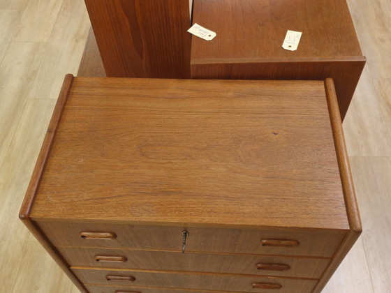 Image 1 of Cassettiera vintage danese a 6 cassetti, mobiletto con cassetti, mobiletto in teak, impiallacciatura in teak.