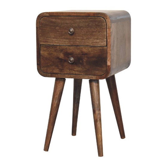 Image 1 of Mango wood nightstand with grey-wash finish