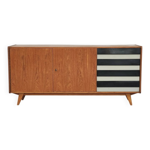 Buffet bas U460 en blanc et noir par Jiri Jiroutek pour Interier Praha 1960