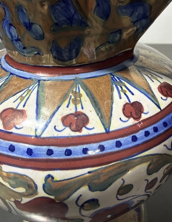 Image 1 of A348-Superb Antique Pitcher Alfredo Santarelli Majolica Italy