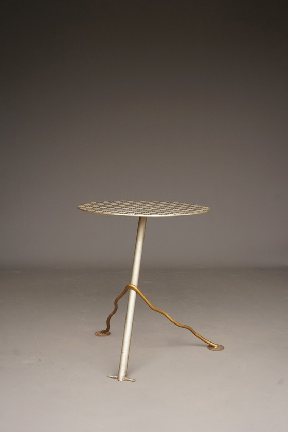 Image 1 of Postmoderne industriële metalen tuintafel, jaren 1980