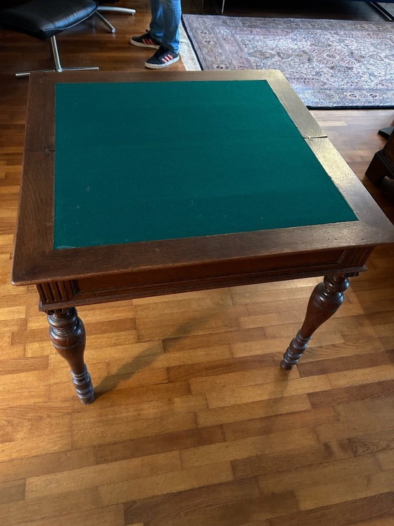Image 1 of Mesa de bridge plegable antigua de alrededor de 1870