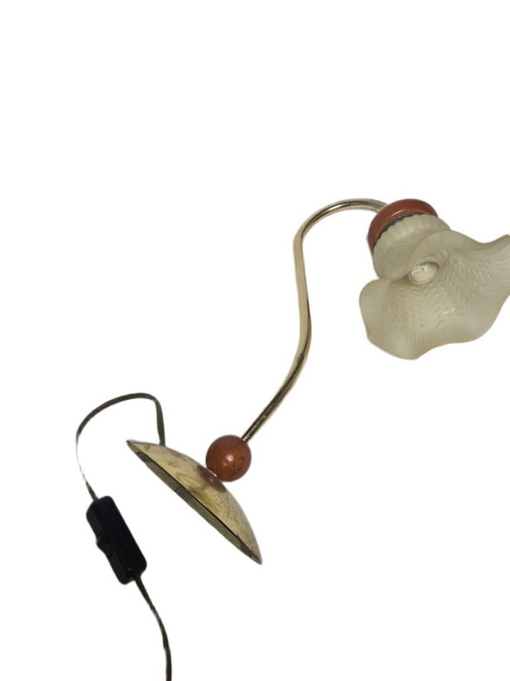 Art Deco Bedside Lamp, Poland, 1980s – Table lamps, Glass, Wood (photo 8 of 8)