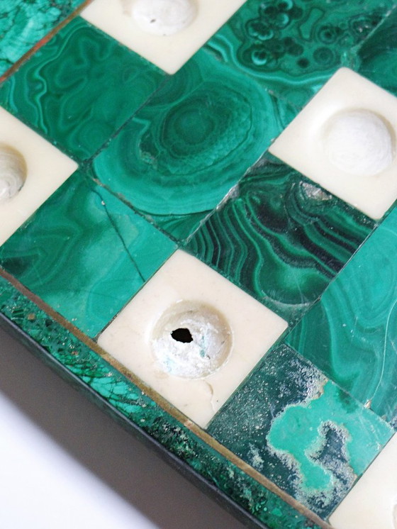 Image 1 of Solitaire octogonal en malachite et bakélite vintage années 50-60