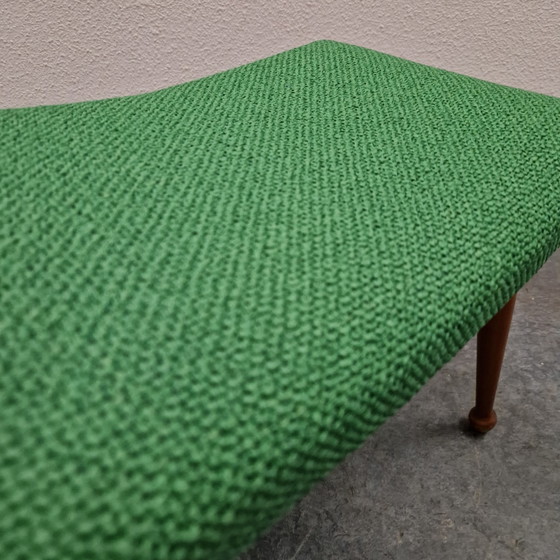 Vintage Footstool Newly Upholstered Ploeg Fabric – Footstools & poufs, Textile, Wood (photo 5 of 13)