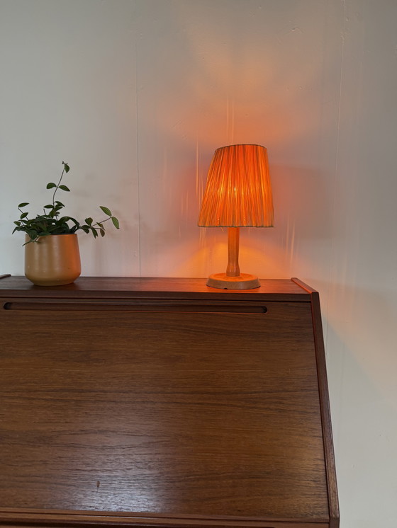 Image 1 of Lampe de table vintage en raphia des années 60