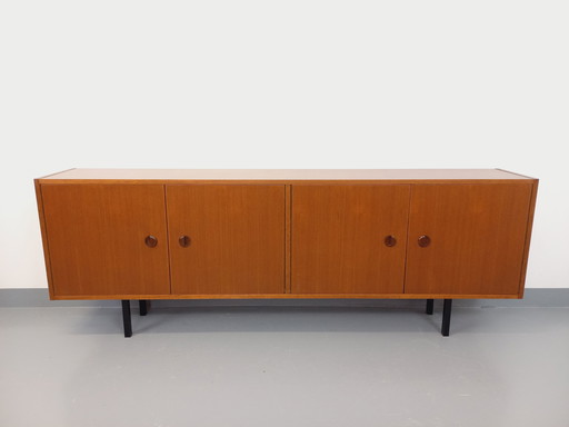 Scandinavian modernist style sideboard in teak and black metal from the 60s