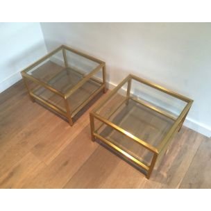 2 vintage Beistelltische aus eloxiertem Messing, 1960