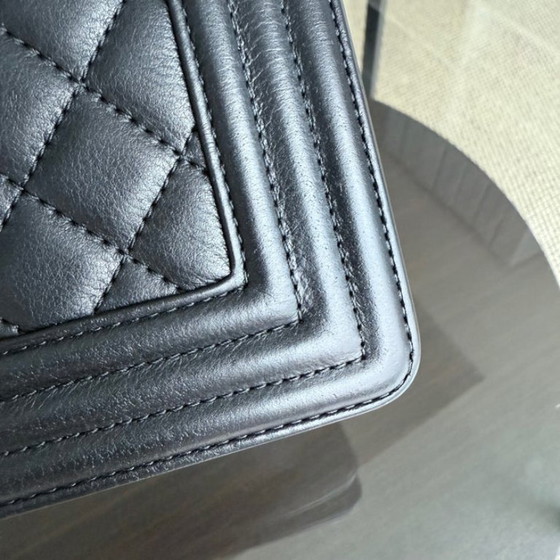 Image 1 of Chanel Boy Medium - 25CM Quilted Calfskin Black Ruthenium Silver Hardware