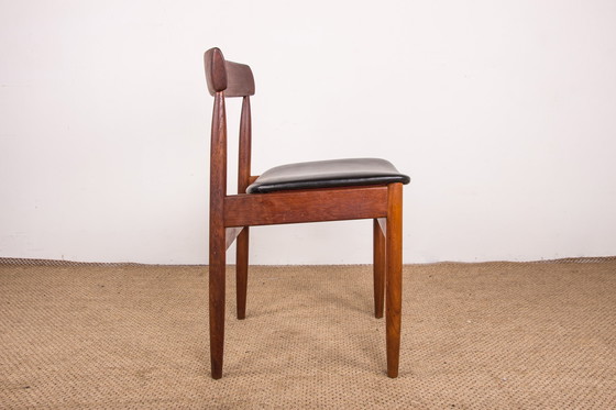Image 1 of Set of 4 Danish Teak Chairs in Black Skaï by P.E. Jorgensen for Farso Stolefabrik 1960