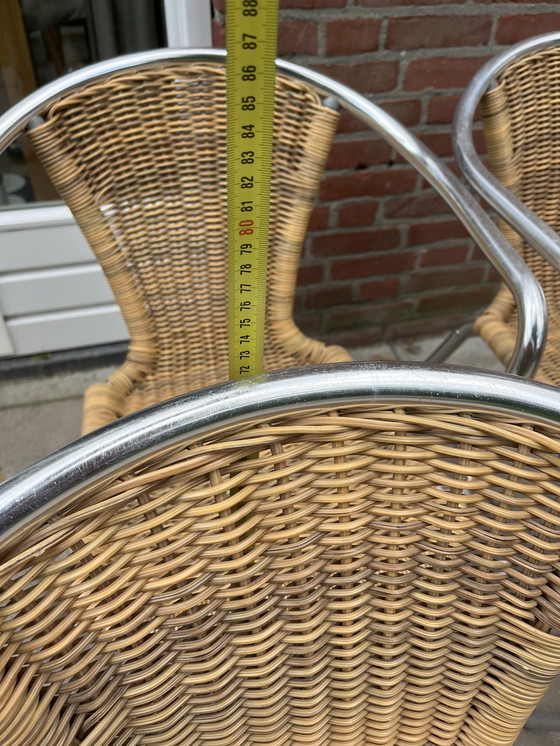 Image 1 of Set di 4 sedie in alluminio rattan