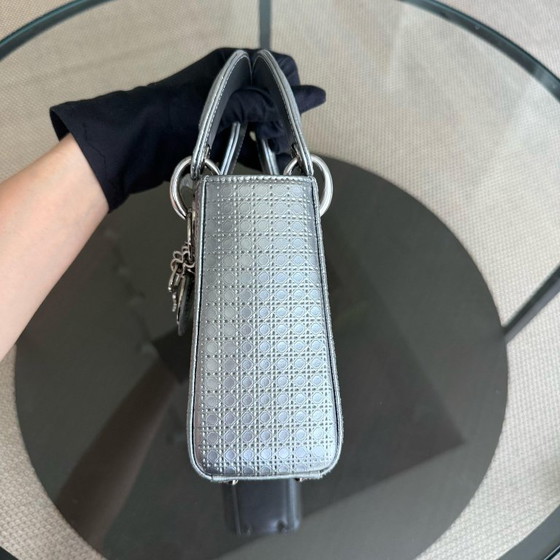 Image 1 of DIOR LADY MINI - MICRO CANNAGE METALLIC SILVER HARDWARE ADJUSTABLE STRAP