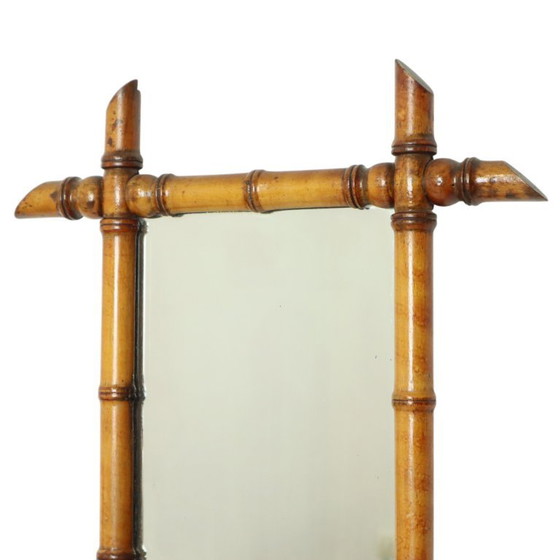 Image 1 of Miroir antique en bois et faux bambou