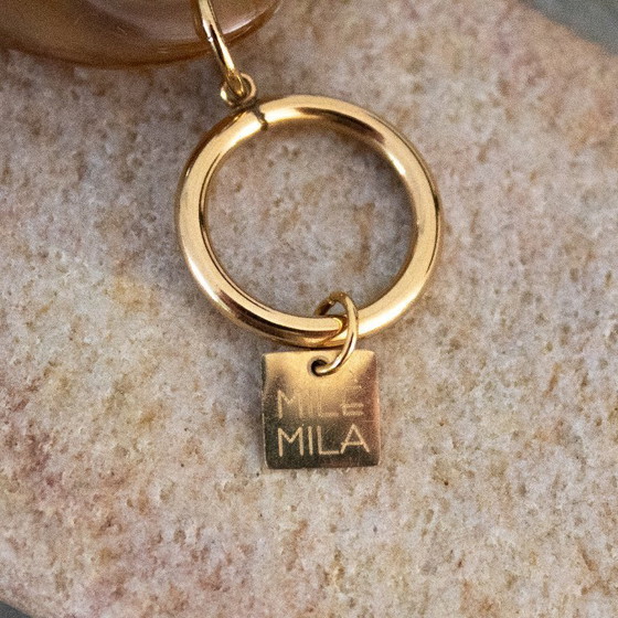 Image 1 of Bracelet Milë Mila Paris : maillons en acier inoxydable doré et perles en acrylique marbré