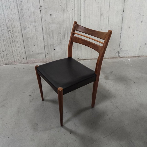 Image 1 of Set van 6 teakhouten eetkamerstoelen uit het midden van de 20e eeuw, model Habeo, Deens design uit de jaren 60.