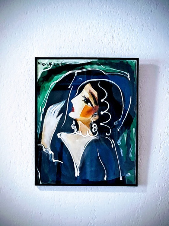 Hrasarkos - Rising Actress - Framed artist's canvas under glass – Paintings & Drawings (photo 3 of 8)