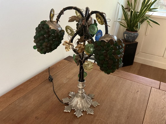 Vintage Italian Grape Lamp - Hollywood Regency - 3-Arm Murano Glass – Table lamps, Metal (photo 4 of 6)