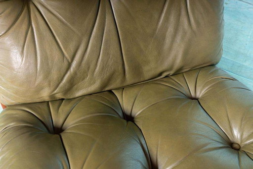 Midcentury leather armchair 60s space age lounge chair