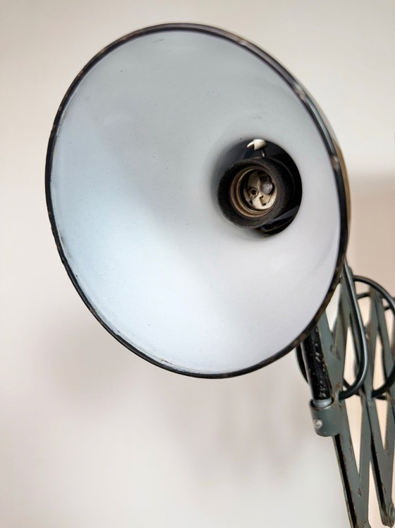 Image 1 of Industrial Black Enamel Scissor Wall Lamp, 1950s