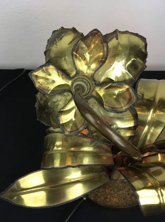 Image 1 of Maison Jansen Tischleuchte mit Blumenmuster aus den 1970er Jahren