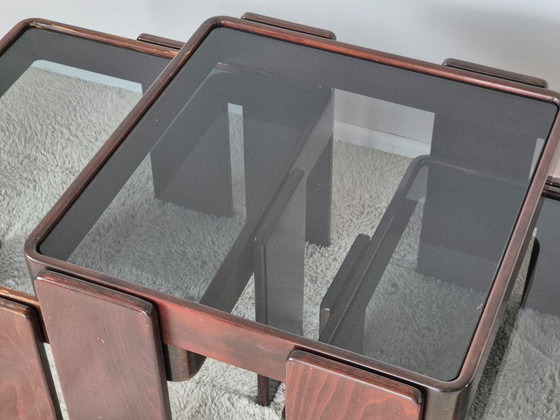 Image 1 of Vintage Italiaanse bijzettafels van Gianfranco Frattini voor Cassina, set van 3.