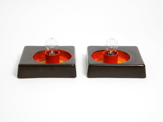 Image 1 of Dos preciosas lámparas de pared de cerámica originales de la Era Espacial de los años 70