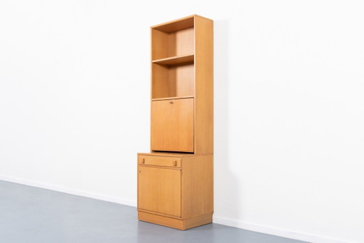 Vintage Zweedse tweedelige eikenhouten barkast uit de jaren 70