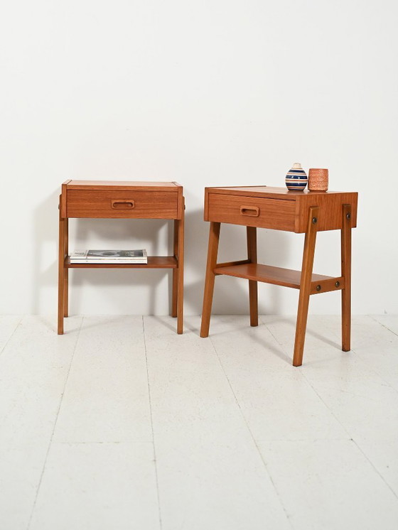Image 1 of Coppia di comodini scandinavi in ​​teak