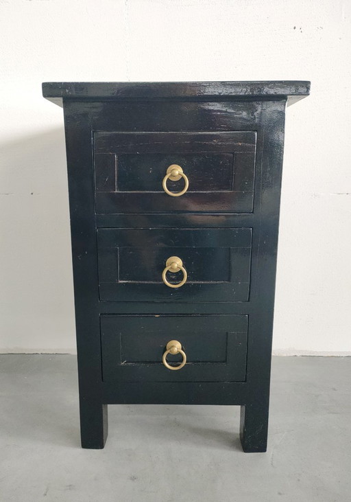 Vintage Brocant 'Glossy Black' Beistell- Kommode Nachttisch Pflanzentisch – ladekasten, Wood