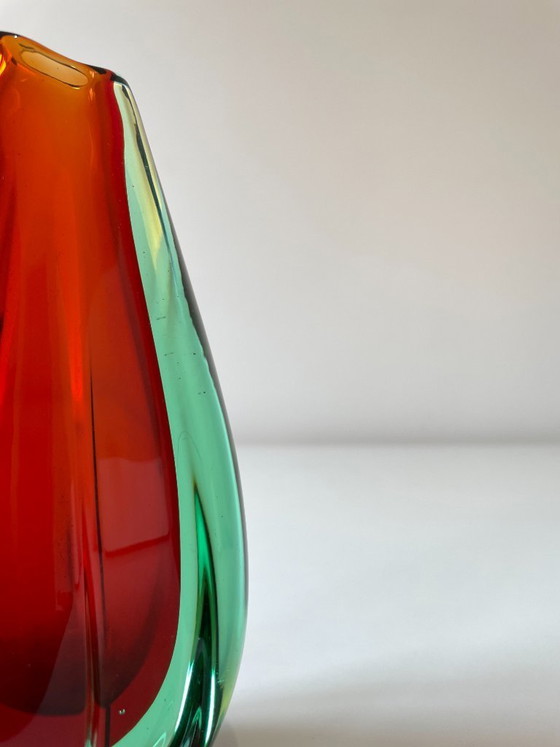 Image 1 of Murano vase Sommerso Flavio Poli – Green and red – Italy, 1950s-1960s