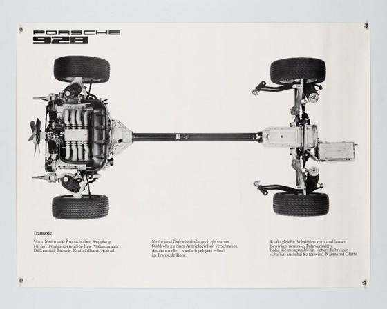 Porsche 928 Transaxle – Poster originale vintage Porsche degli anni '70 – Mid-Century Modern – 76x102 cm (photo 3 of 8)