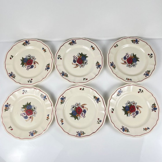 Image 1 of Set of 6 "Agreste" dessert plates, Sarreguemines, 20th century.