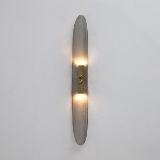 Image 1 of Coppia di applique in vetro di Murano verde acqua in stile Fontana Arte, design moderno di metà secolo.