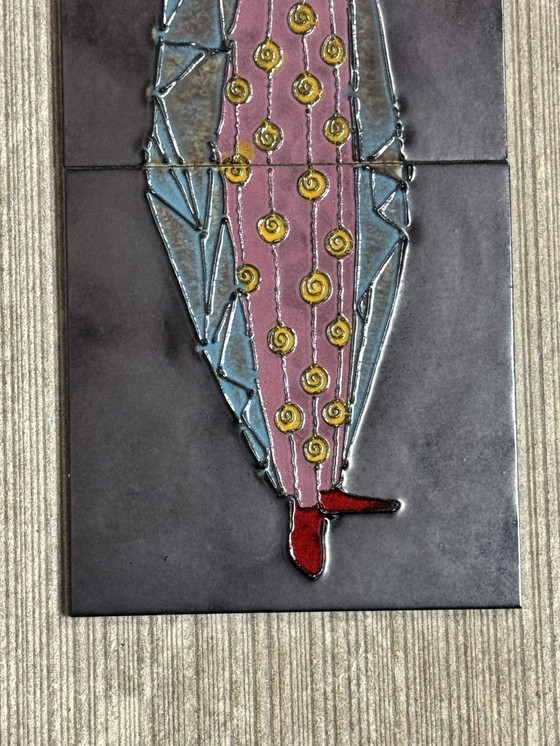 Image 1 of Vintage Ceramic Wall Plaquette with Folk Maiden in Traditional Costume, 1970s.