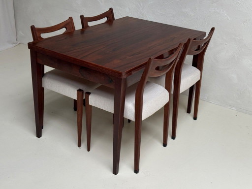 Mid Century Uitschuifbare Eettafel Palissander | 120-198 cm