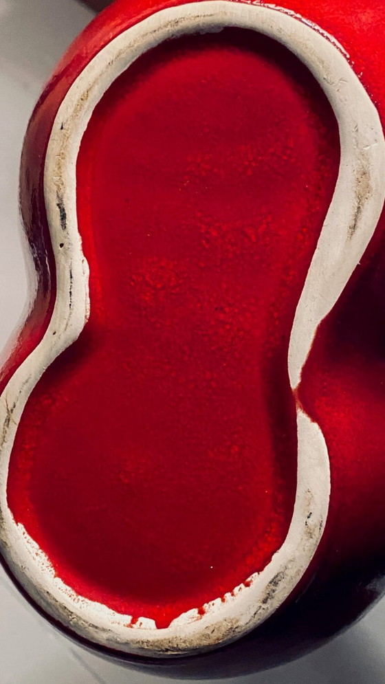 Image 1 of Vaso vintage di design della Germania Ovest – smalto rosso lava – ca. 1965–1975