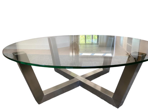 Aluminum coffee table with glass top