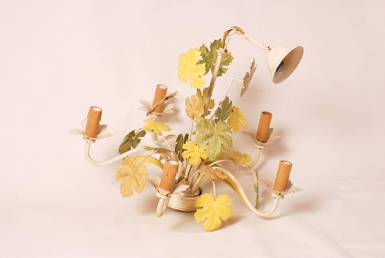 Image 1 of Lustre Floral Vintage en Tôle, 1970